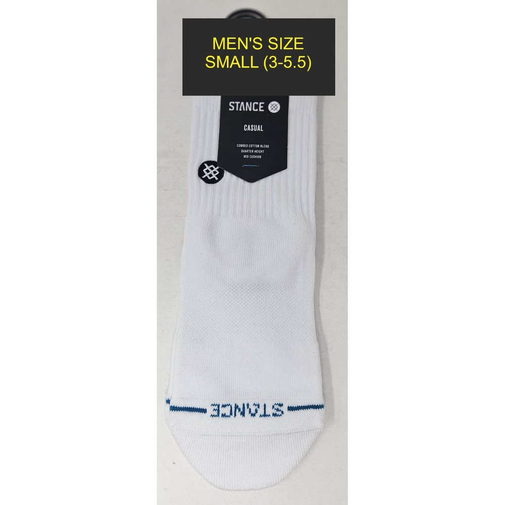Stance Icon Cotton Quarter Socks White Men's SM (3-5.5) 1 Pair MISLABELED, NEW